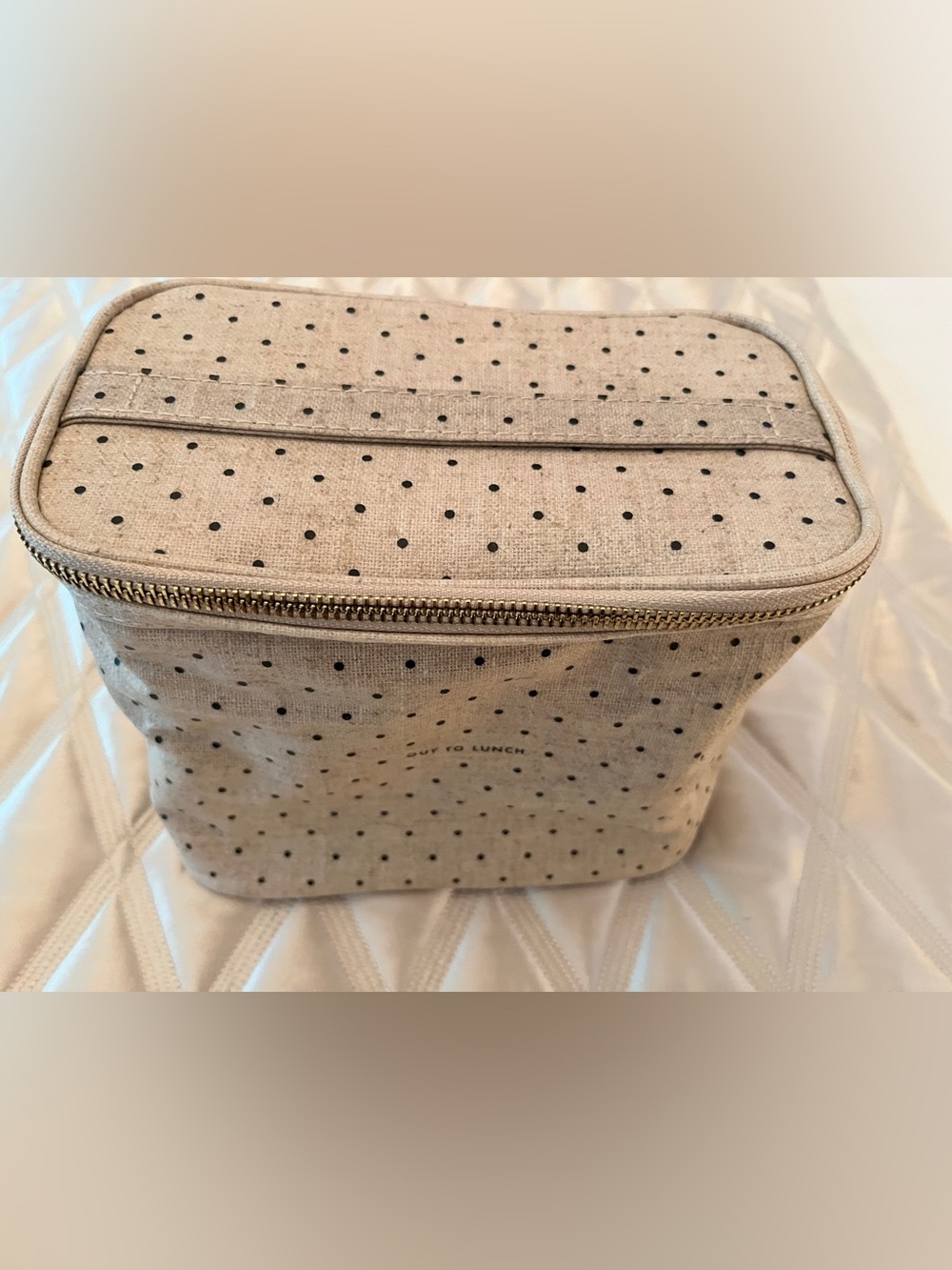 KateSpade 'Out to Lunch' Beige Polka Dot Lunch Tote - Picture 5 of 11